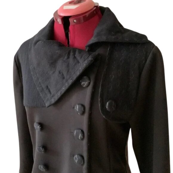 VOYOU - Jacket with a large falling collar double-breasted Black - Small - Picture 4 of 9